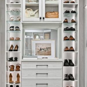 Elegant White Closet Organizer with Shelves